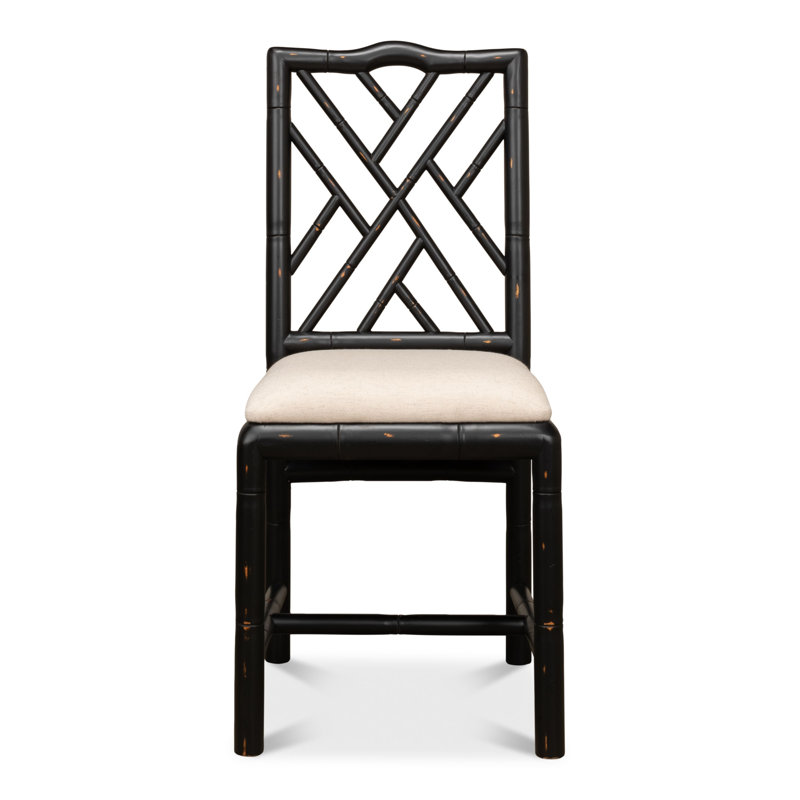 Brighton Fabric Cross Back Side Chair in Beige, Black
