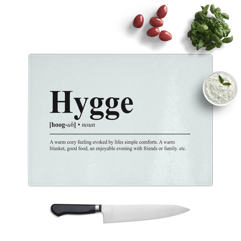 Hygge Typography Chopping Board, 0.4cm H x 20cm W x 28.5cm L