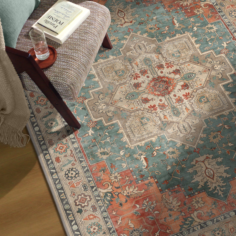 Tapis oriental performance Roehit, Rectangle 9 pi x 12 pi, Bleu/rouge