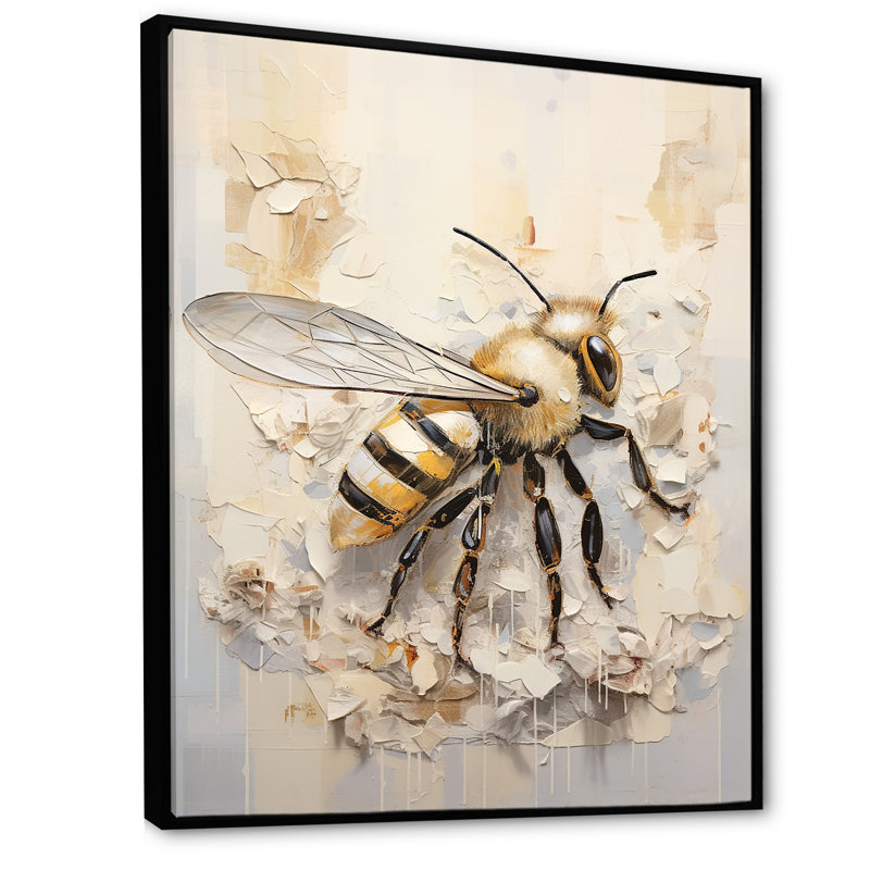 Minimalisme «Buzzing Bee I» sur toile, H 20 po x l 12 po x P 1 po, Cadre flottant noir