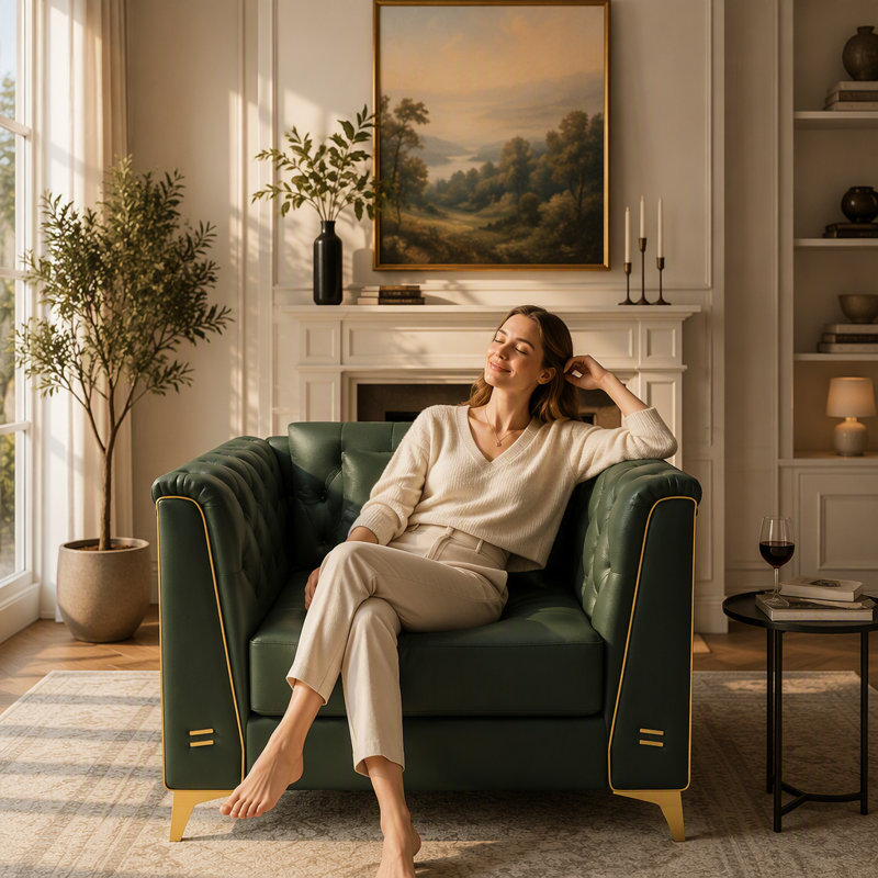 Méridienne moderne 34,2 pouces sans os, Green
