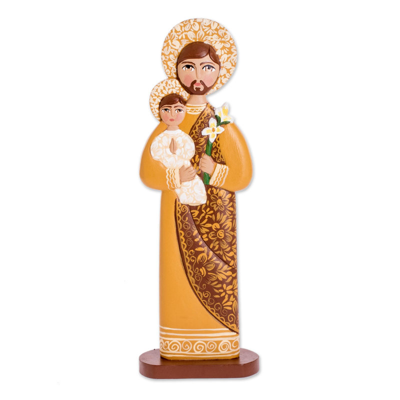 Sculpture Joseph et Jésus en cèdre