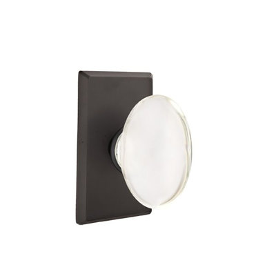 Emtek Privacy Knobset w/ Sandcast #3 Rosette and Hampton Glass Knob