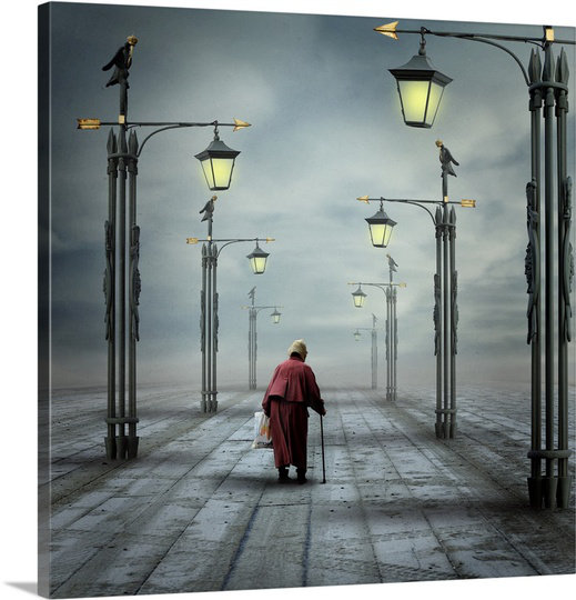 Reproduction de photo sur toile, "Walking" par Viktor Laur, H 16 po x l 16 po