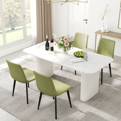 Ensemble de table de salle à manger à double piédestal 70,07 po Modern