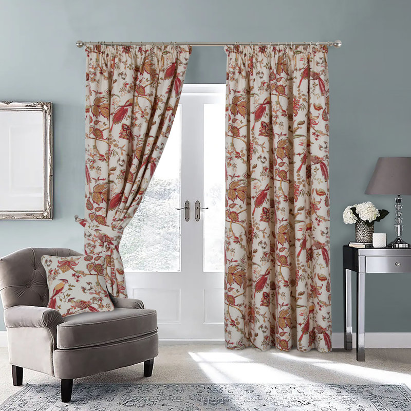 Cabragh Pencil Pleat Room Darkening Curtains, 168 W x 137 D cm,  Terracotta