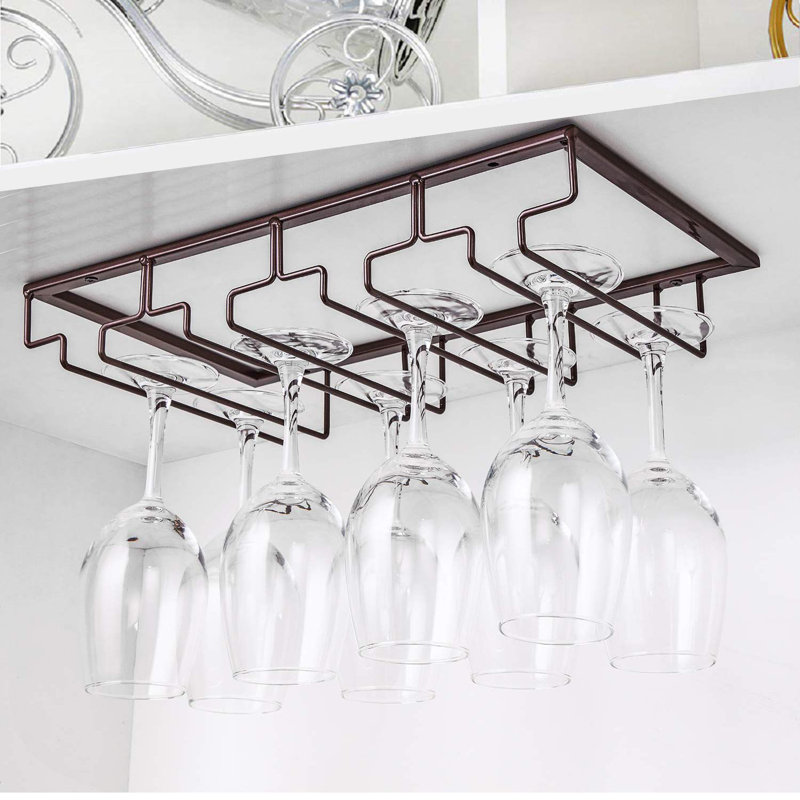 Adalyna Open Shelving Wine Glass Rack, Brown