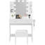 Ensemble de coiffeuse avec tabouret rembourré, miroir lumineux style Hollywood, tiroirs et étagères ouvertes pour garde-robe, blanc.-2043522623