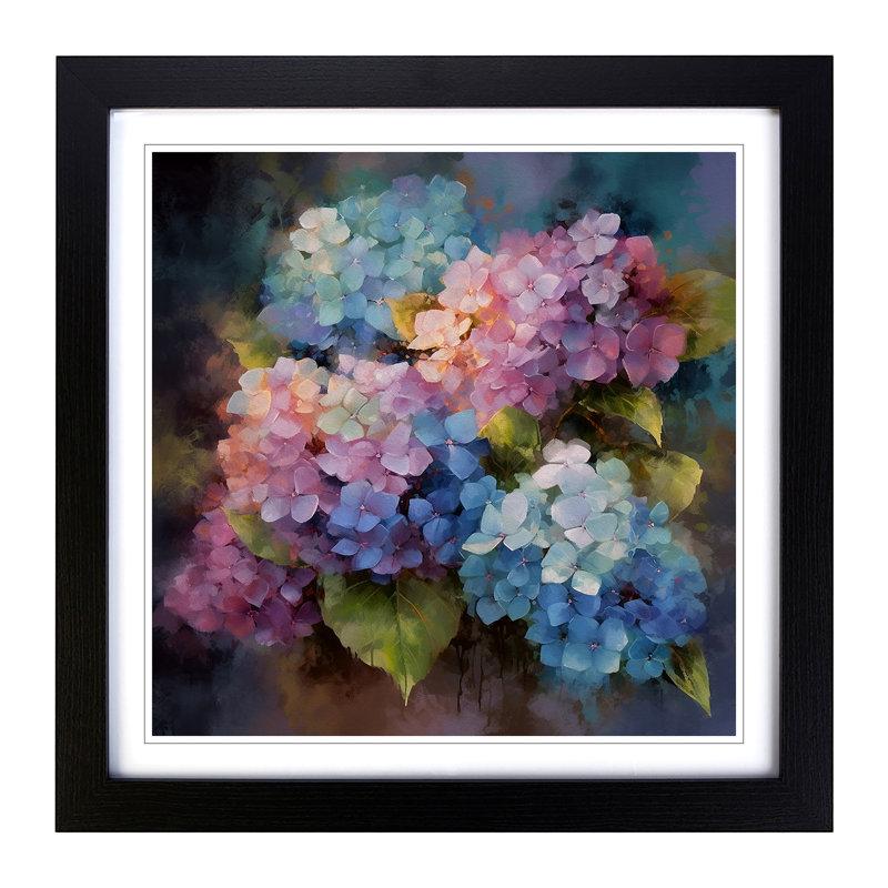 Hydrangea Abstract No.2 - Single Picture Frame Print on Wood, Black