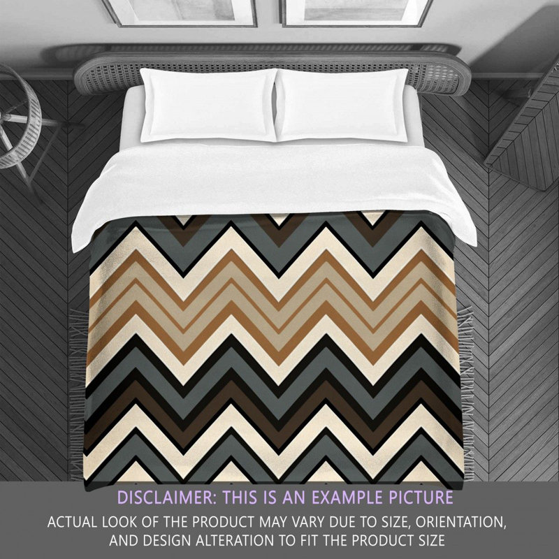 Checkered Comforter, Twin Extra Long Comforter, Brown/Gray Chevron