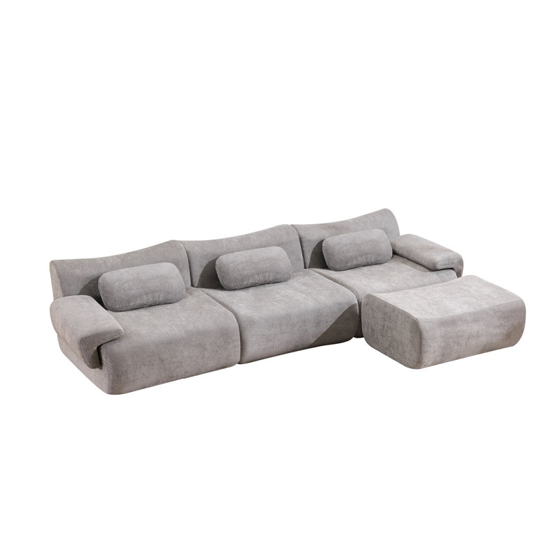 Canapé modulaire en L 107 po, aucun assemblage requis, Gris chenille