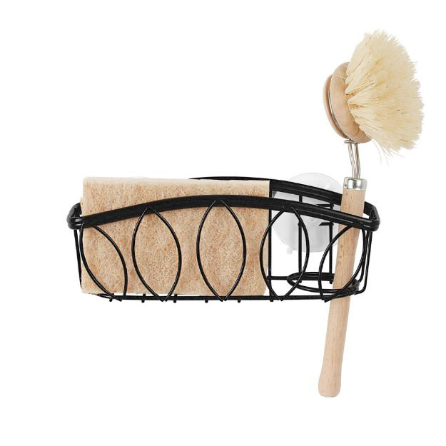 Leaf Suction Sponge & Brush Holder, Black