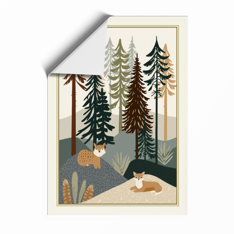 Fox in the Forest Scandinavian - Framed Print, A3 - 42.0 x 29.7 cm, Unframed