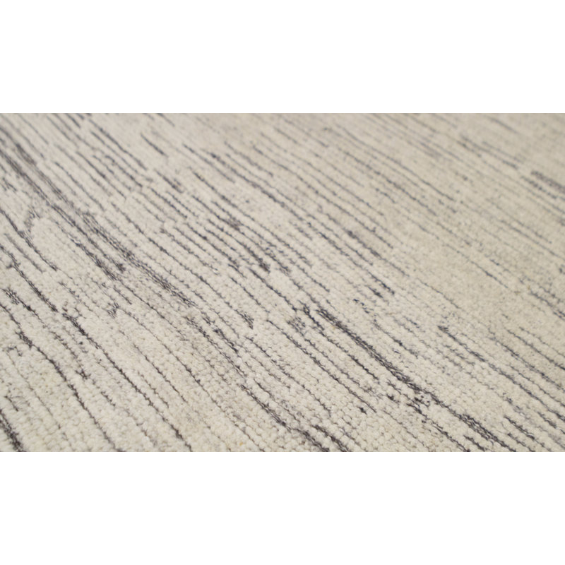 Moroccan Hand Knotted Wool Natural/Charcoal Rug