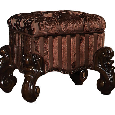 Tabouret de coiffeuse brun exquis avec garniture soudée et pieds 19 po de hauteur, revêtement en chêne cerisier