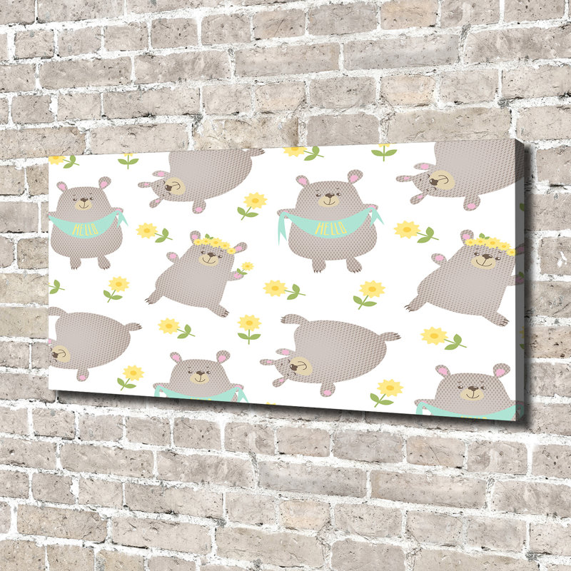 Teddy Bears Illustration - Wrapped Canvas Print