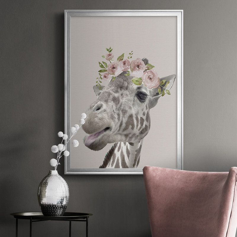 Vangogne Peek A Boo Giraffe I, H 24,5 po x l 18,5 po x P 1 po, Argent