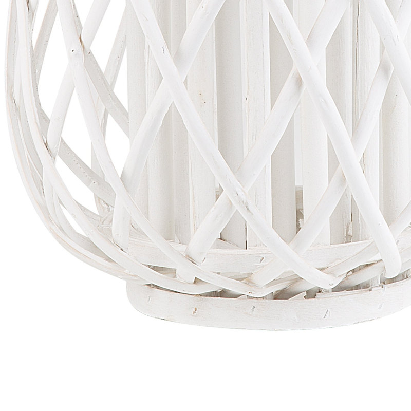 Wood Floor Lantern, 30 cm H x 25 cm W x 25 cm D, White