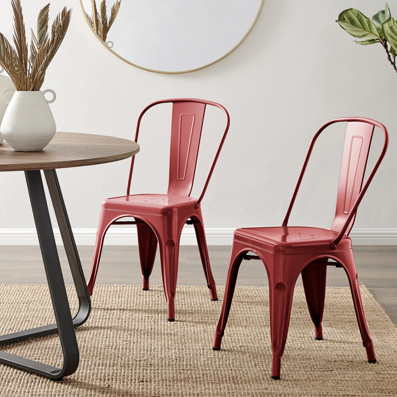 Honora Queen Anne Back Stacking Side Chair, Red