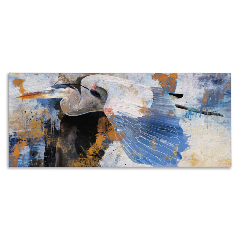 «Heron with Abstract Splatter», art mural par Porter Hastings bp-700_CN, H 20 po x l 48 po