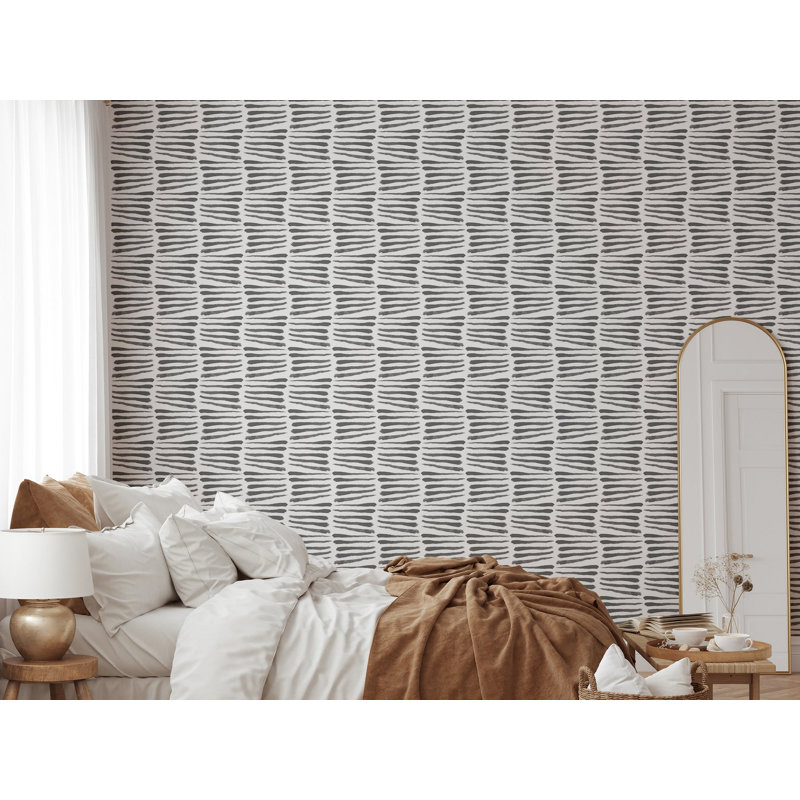 Carreau de papier peint adhésif L 10 pi x l 25 po Nomad Zebra, Noir / blanc, Faux Grasscloth, Non encollé