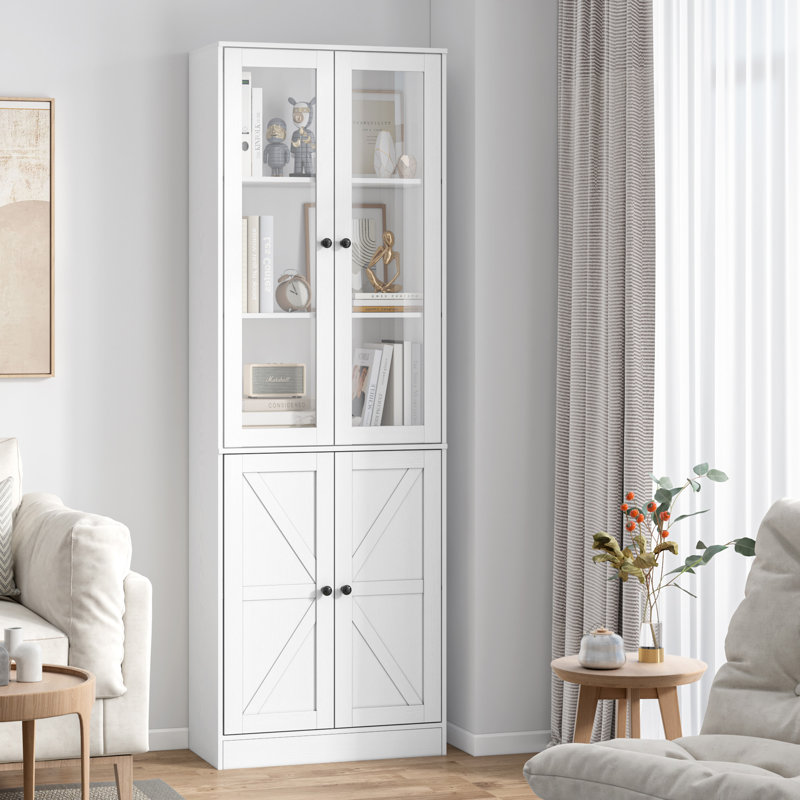 70.9'' H X 23.6'' W Standard Bookcase with Glass Door, White