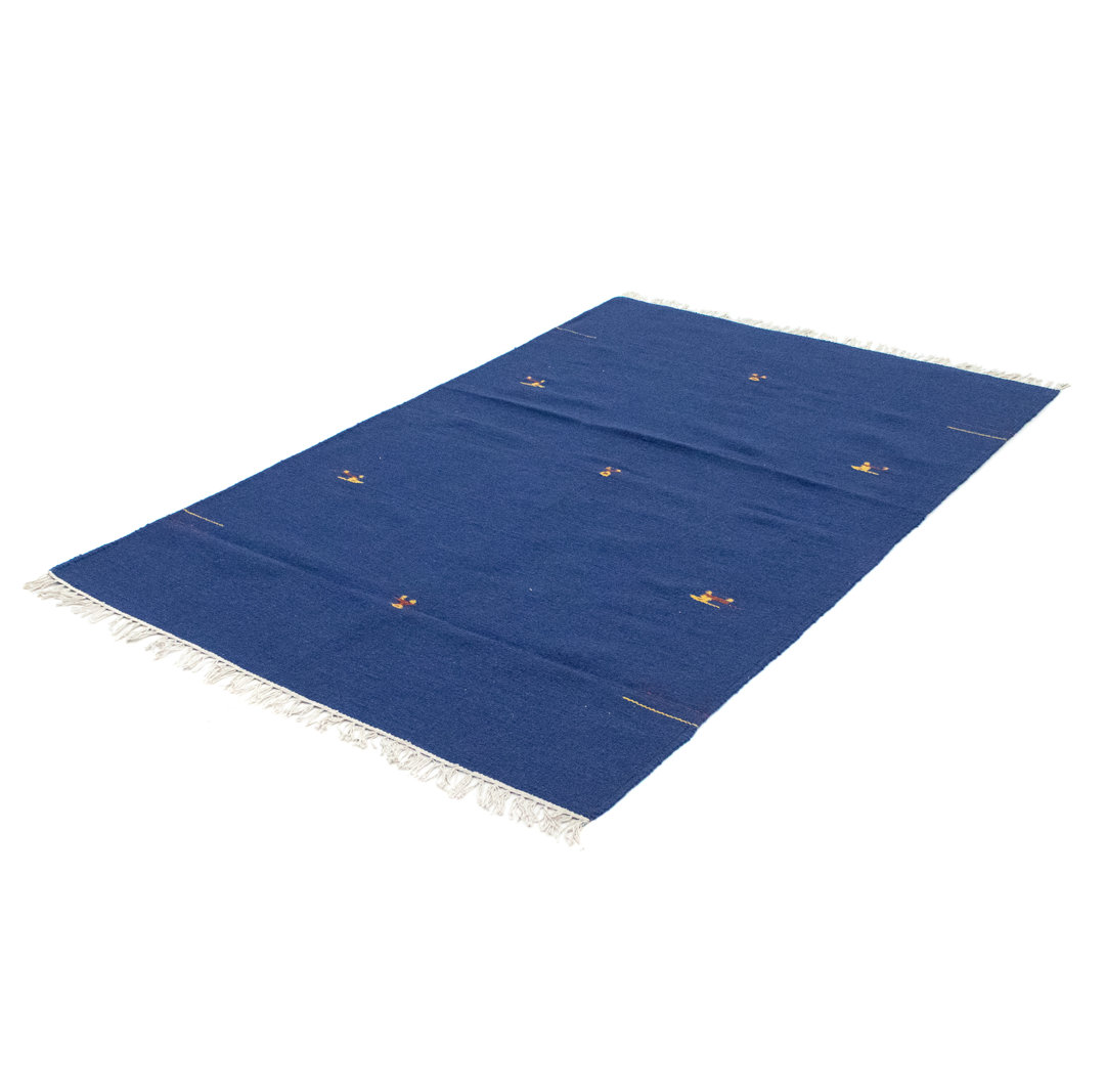 Handmade Kilim Wool Blue Indoor/Outdoor Rug
