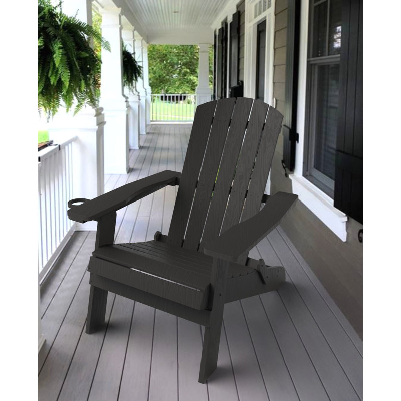 Chaise Adirondack pliante en plastique Tranquilo Depot, Gris foncé