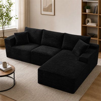Modern Minimalist Cloud Corner Sofa, 103.9 Inch Modular Sectional Couch with L-Shape Chaise, Deep Seat Design for Living Room and Bedroom, Assembly-Free
