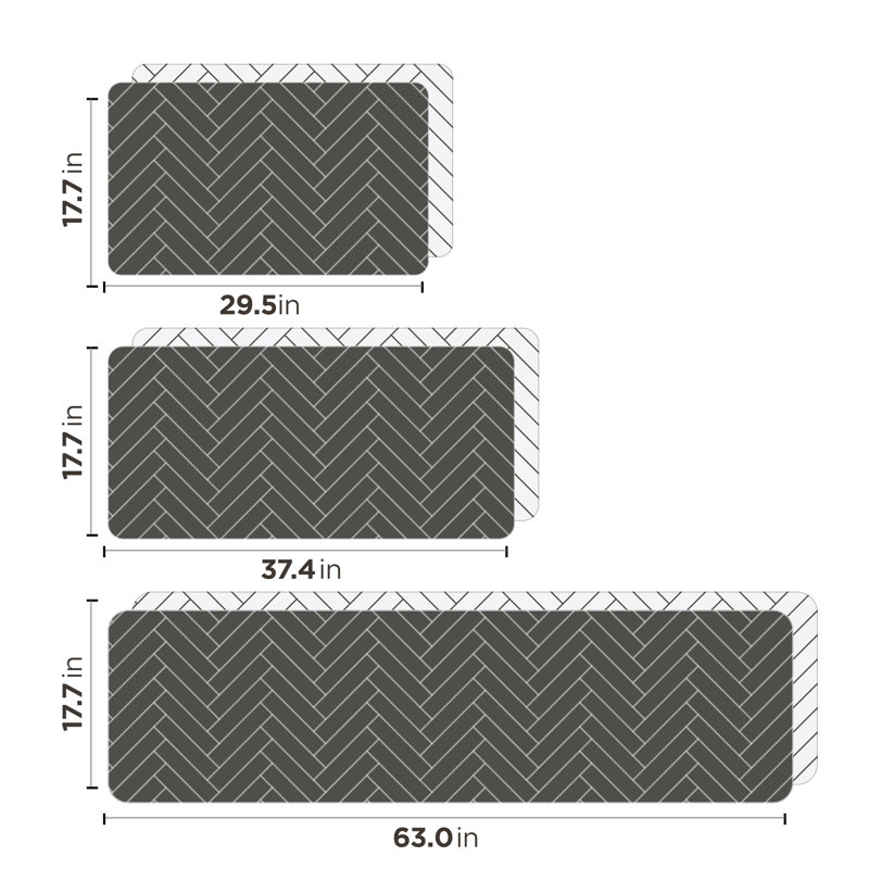 Tapis de cuisine double face en PVC non toxique de qualité supérieure, Rectangle 1 pi 6 po x 3 pi