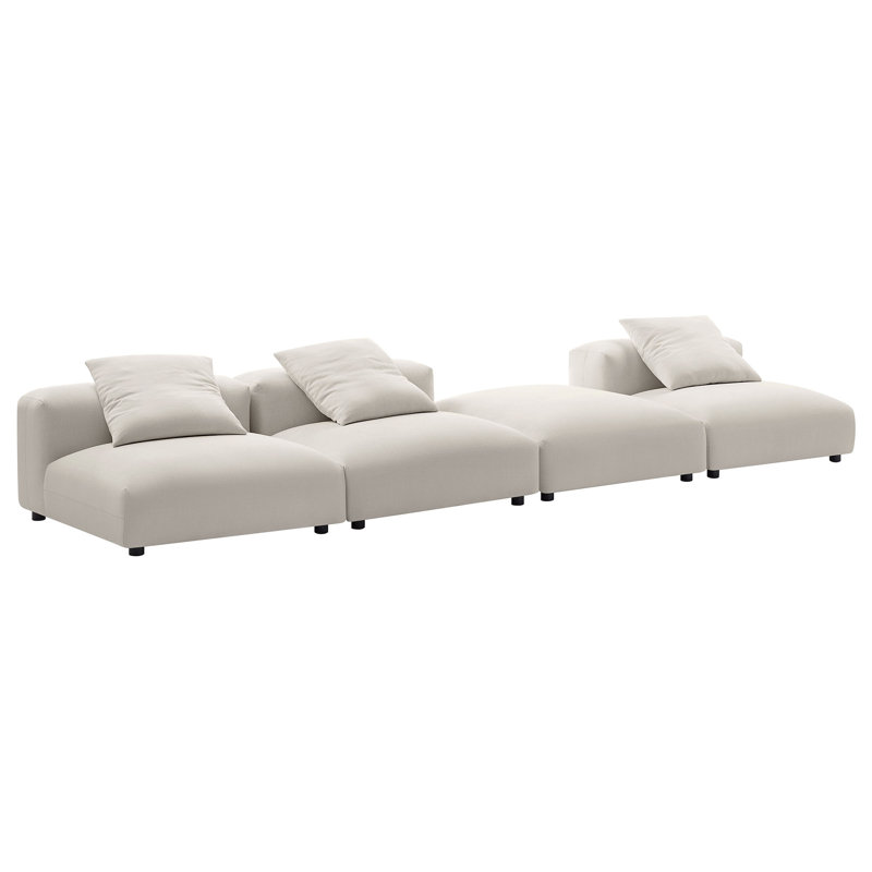 Solace 4-Piece Modular Upholstered Sectional Sofa, Salt Fabric