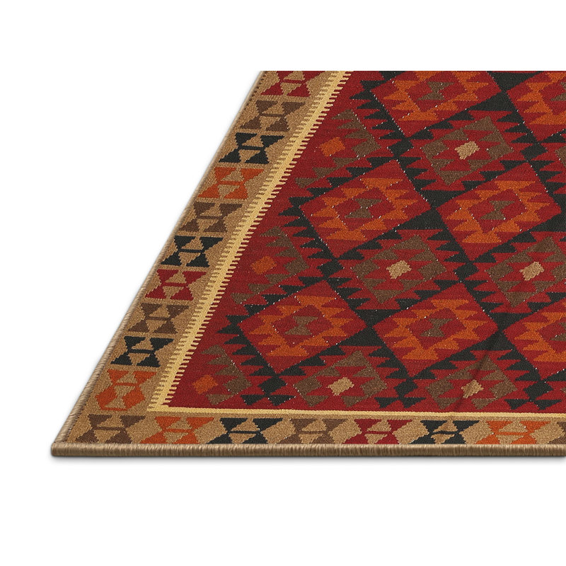 Tapis brun/rouge pourpre/zone noire, Rectangle 6 pi 0 po x 9 pi 0 po