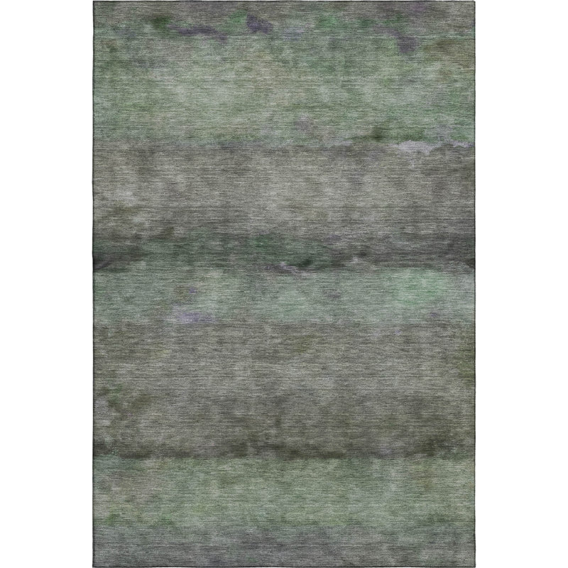 Premium Machine Washable Mayfield AMF2311 Stripes Rug, Aloe, 5' x 7'6"