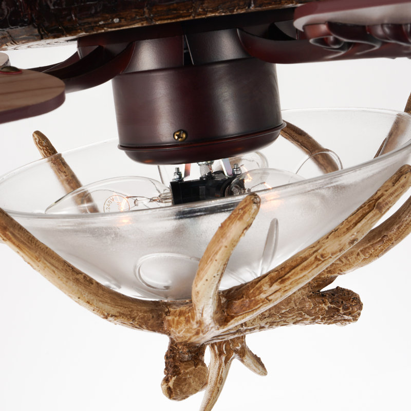 52" Rustic Ceiling Fan With Remote Control, 6 Fan Speeds, Reversible, Timer & Mute Motor