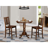 3-Piece Mahogany Finish Solid Wood Top - Dining Room Set - Seats 4