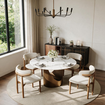 Table de salle à manger moderne en pierre frittée moderne avec base piédestal