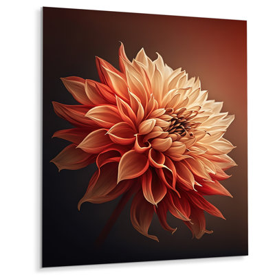 Orange Dahlia Flower III - Floral Dahlia Metal Wall Decor