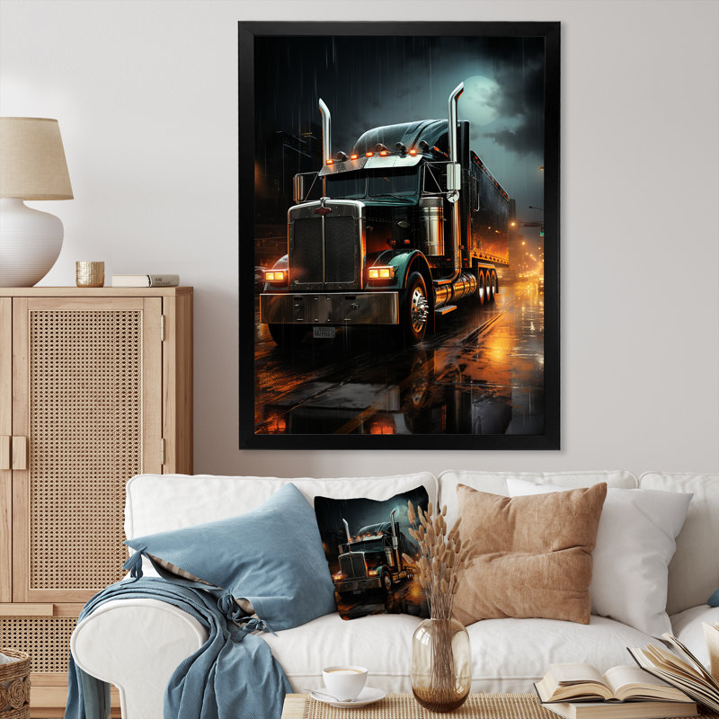 Mini camion de minuit croiseur II - décoration murale camion, Cadre photo noir, H 32 po x l 24 po x P 1 po