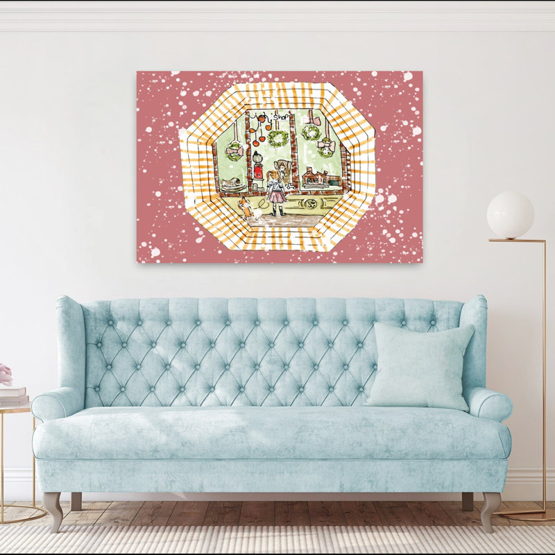 Art contemporain contemporain rose, H 40 po x l 60 po