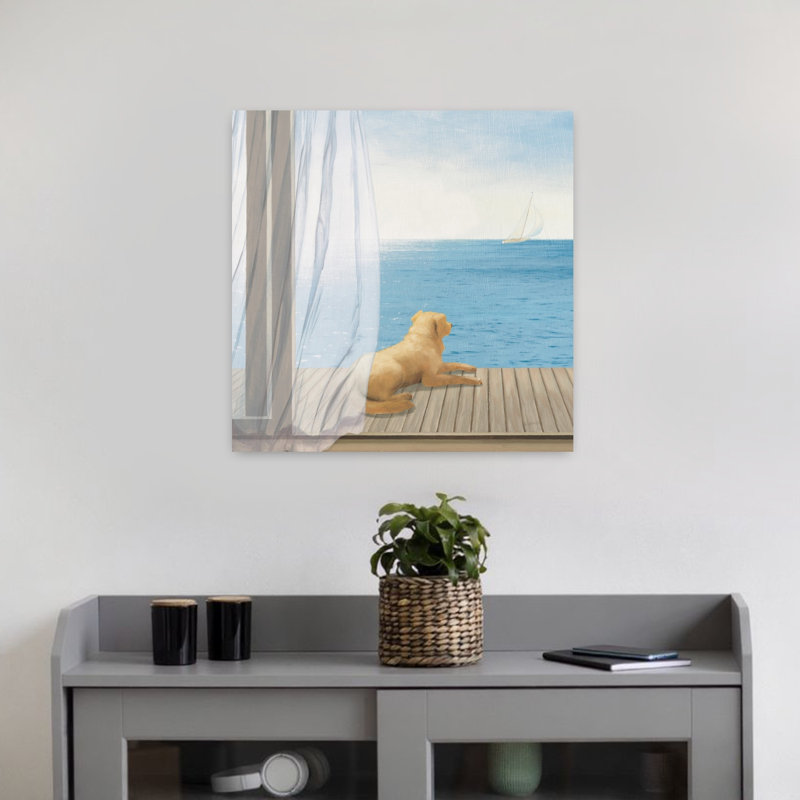 Brise côtière bleue avec animaux, art bleu, H 18 po x l 18 po