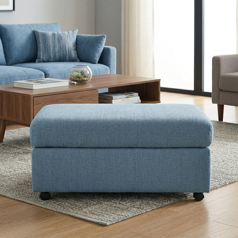 Repose-pieds rembourré Roundhill Furniture Wilson, bleu côtier, Coast Blue