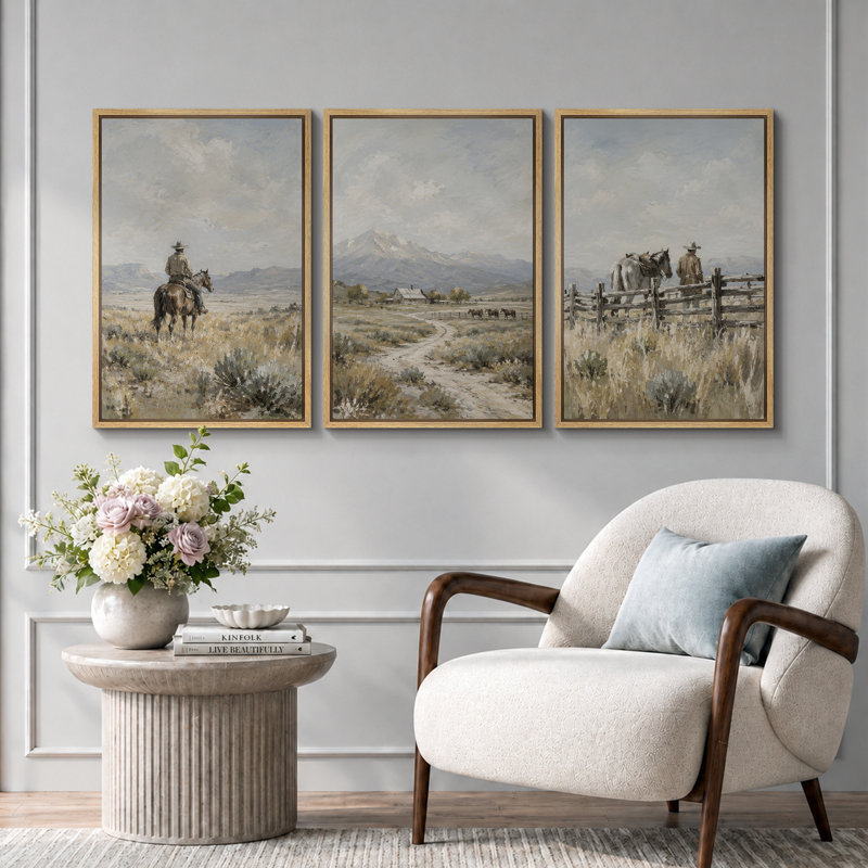 Western Cowboy Mountain, 24" H x 48" W x 1.5" D, Natural Frame
