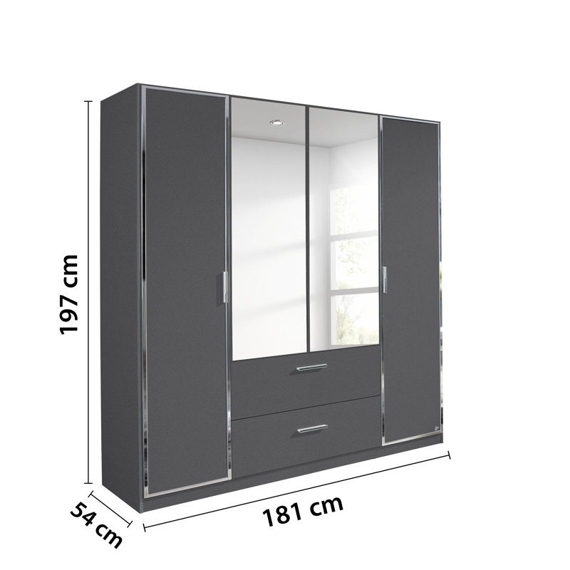 Marl 4 Door Wardrobe, Black