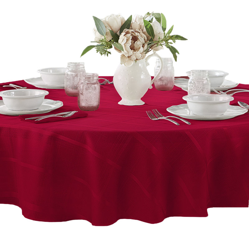 Ramiro Elegance Plaid Jacquard Round Tablecloth, Black, 60" L x 84" W Oval