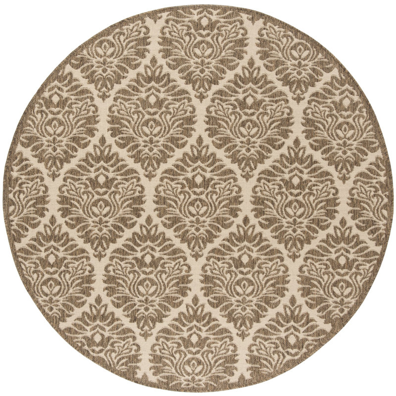 Emmanuel Performance Damask Indoor/Outdoor Area Rug, Round 6'7"