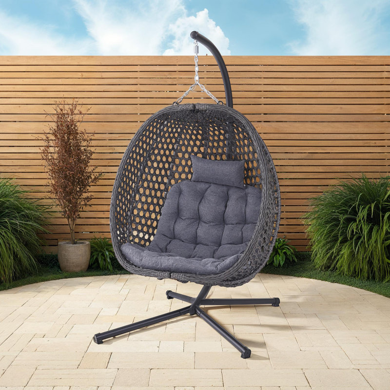 COMO HANGING RATTAN EGG CHAIR, Grey