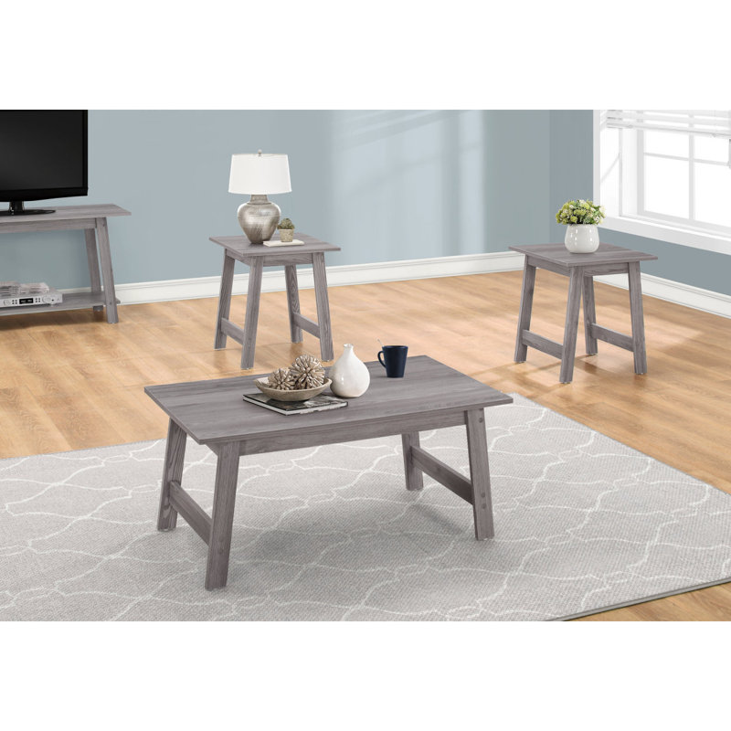 Ensemble de table, ensemble de 3 pièces, café, bout, côté, décor, salon, stratifié gris, transitionnel