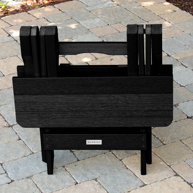 Chaise Adirondack en plastique avec table Anette, Noir