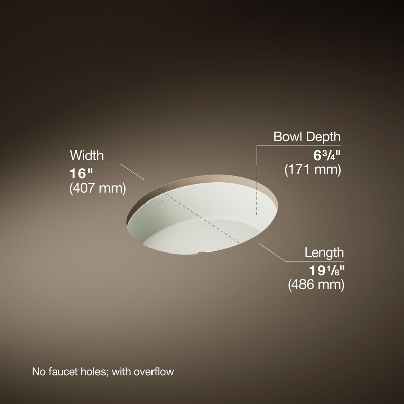 Verticyl Ceramic Oval Undermount Bathroom Sink with Overflow, Dune