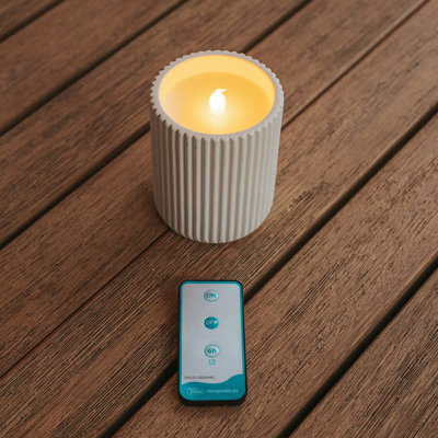 Bougie électrique d'extérieur en céramique Dolo avec télécommande